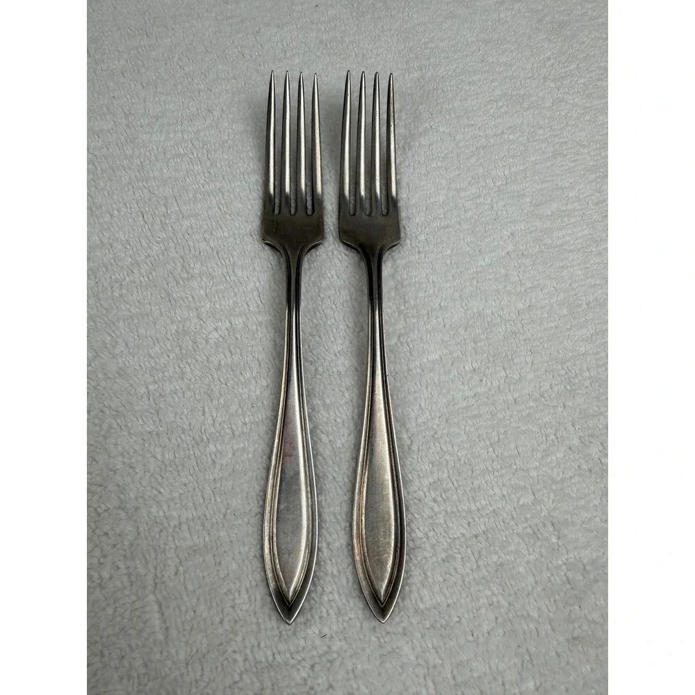 Antique 1919 Universal Silver Co Plated Dinner Forks Set of 2 Saybrooke pattern